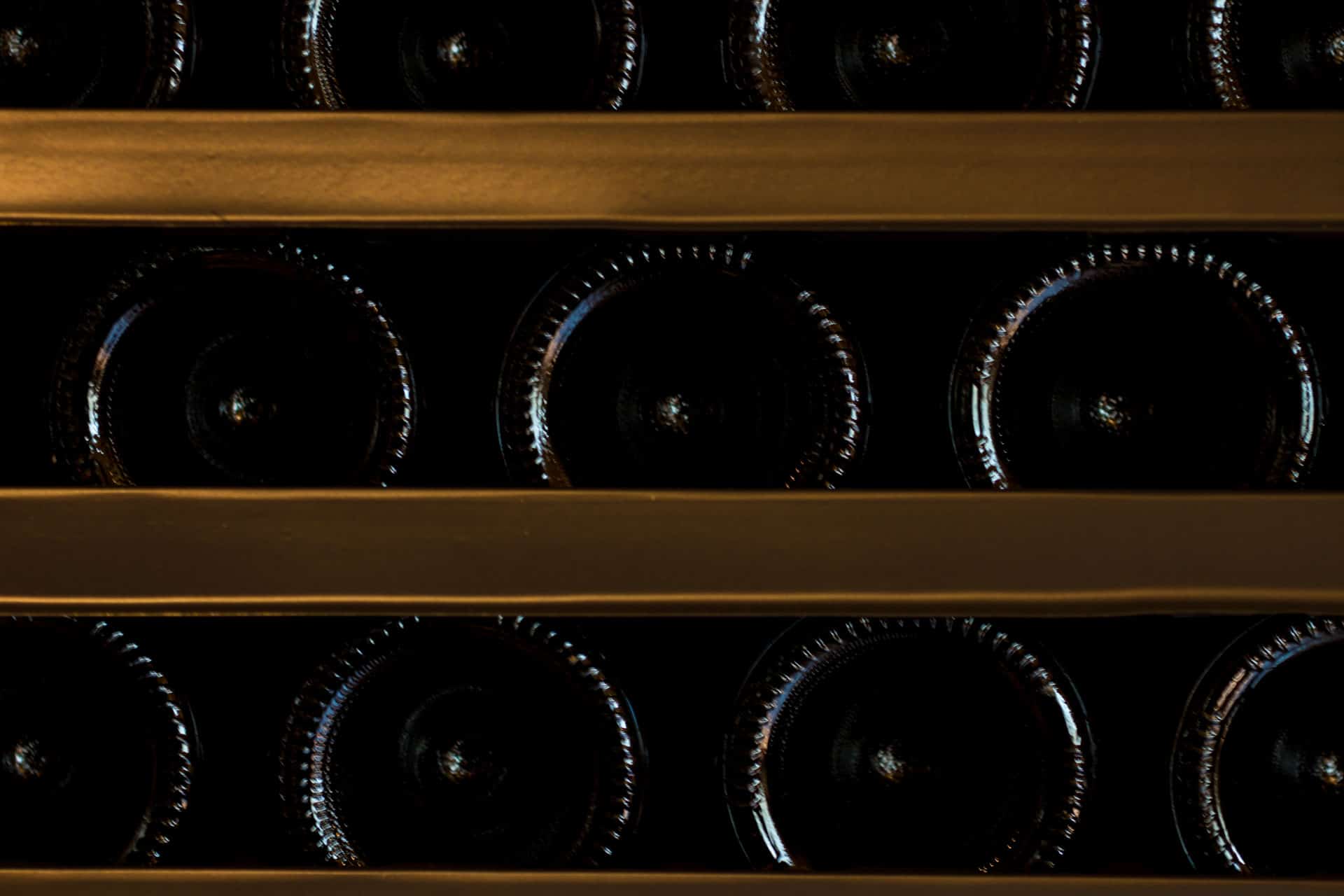 Bottles in the cellar. Piemaggio winery, Chianti Classico, Tuscany.